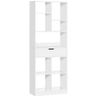 HOMCOM Homcom - Estanter&iacute;a De Madera Estanter&iacute;a Librer&iacute;a Con 1 Caj&oacute;n Y 9 Compartimientos De Almacenamiento Mueble Librer&iacute;a Para Sal&oacute;n Oficina 60x26x158 Cm
