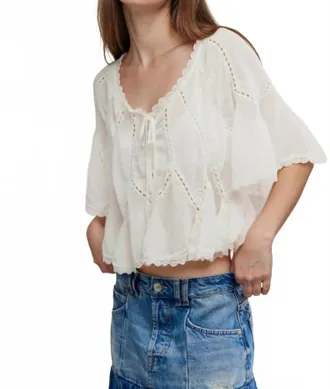 Free People Michelle Scoop Neck Blouse In Clean Ivory