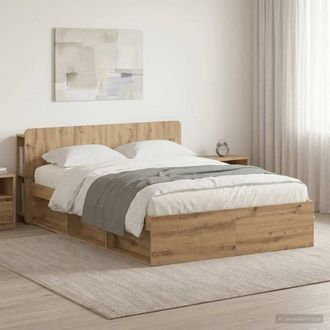 Berkfield Home Bed Frame with Storage Artisan Oak 150 x 200 cm Engineered Wood in Brown