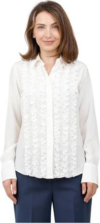 Caliban Camicia in seta con rouches - Dames - Overhemden - Wit - S - Overhemden