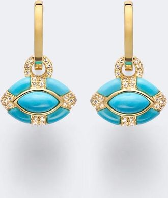 Shay Jewelry Riviera Petite 18kt gold huggie earrings with turquoise and diamonds