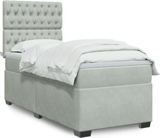 vidaXL Vidaxl - Cama Box Spring Con Colch&oacute;n Terciopelo Gris Claro 80x200 Cm