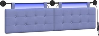 vidaXL Cabecero Colgante Con Luz Led Azul Jeans Tela Vidaxl