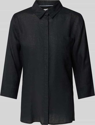 Brax Brax Regular Fit Leinenbluse mit Brusttasche Modell Vickie in Black, Größe 38