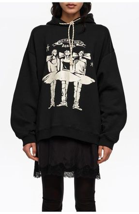 Bimba & Lola Washed Dancers Logo Hooded Sweatshirt in Washed Black at Nordstrom, Size Xx-Small Eu