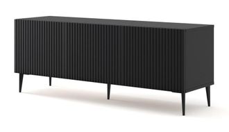 AKL FURNITURE Mueble para TV efecto madera Negro LED