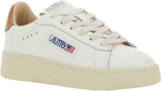Autry Boys White Low Top Sneakers With Logo Patch Cow Leather Trainers