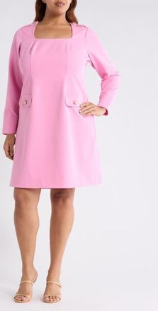 Tahari by ASL Long Sleeve Crepe Sheath Dress in Flamingo at Nordstrom, Size 20W