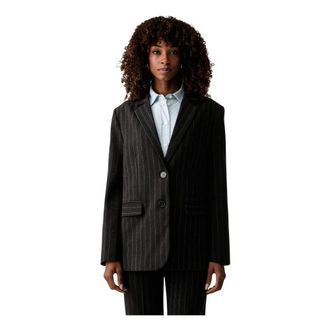 Twinset Blazer de rayas con lentejuelas - Jackets - Mujer - Marr&oacute;n - L