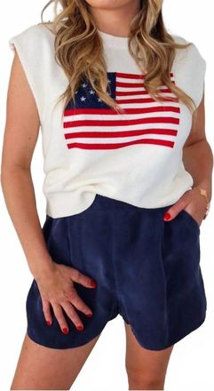 Sadie & Sage Heritage High Waist Shorts In Navy Blue