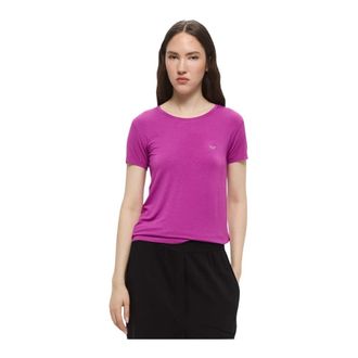 Emporio Armani Camiseta MC Logo Viscosa - Tops - Mujer - P&uacute;rpura - XS