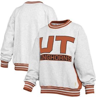 Pressbox Womens Pressbox Heather Gray/Texas Orange Texas Longhorns Endzone Crewneck Sweatshirt at Nordstrom, Size Xx-Large