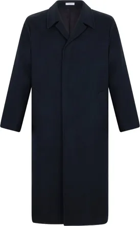 Boglioli Minimalist Blue Coat with Concealed Button Placket and Classic Collar