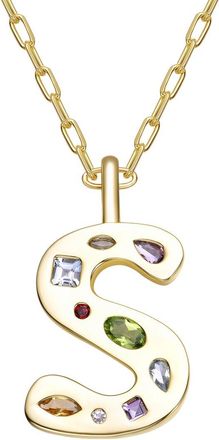 Genevive 14K Plated Cz Alphabetical Necklace