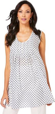 Roaman's Pleated Tank in White Diamond Geo at Nordstrom, Size 14