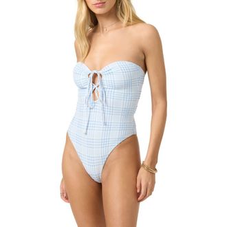O'Neill Catamaran Plaid Poolside One-Piece Swimsuit in Azurine at Nordstrom, Size X-Small