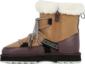 Emu Blurred lace-up shearling boots - women - Leather/Fabric/Rubber - 41 - Brown