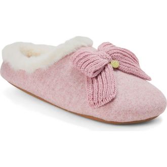 Dearfoams Josie Knit Clog Slipper with Bow in Pale Mauve at Nordstrom, Size X-Large M