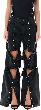 The Attico Black Deconsructed Low-Rise Jeans