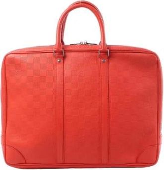 Louis Vuitton Vintage, unisex, Rood, ONE Size, Leer, Pre-owned Porte Documents Voyages