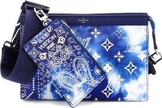 Louis Vuitton Gaston Wearable Wallet Limited Edition Monogram Bandana Leather crossbody bag - Blu