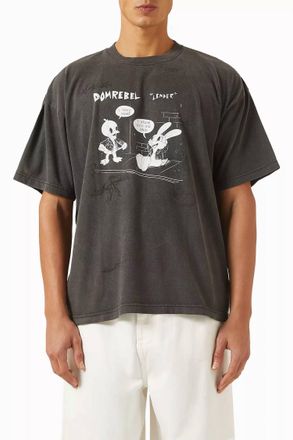 DOMREBEL Lender Graphic Cotton T-Shirt In Faded Black