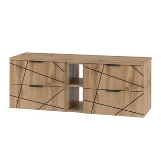 Petits Meubles Mueble bajo lavabo 2 compartimientos encimera estratificado marr&oacute;n