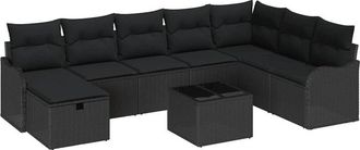 vidaXL Conjunto De Sof&aacute; De Jard&iacute;n 9 Pcs Negro 287.5 X 177.5 X 85 Cm Vidaxl