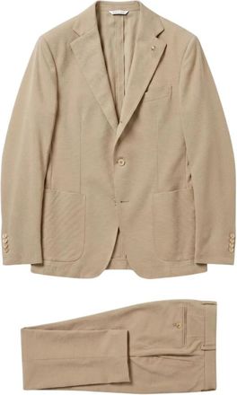 Manuel Ritz Abito - Heren - Business pakken - Beige - 2XL - Leer - Kostuums