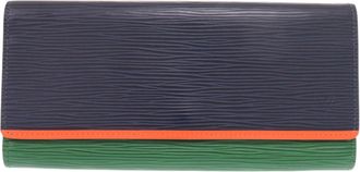 Louis Vuitton Green Navy Orange Epi Leather Long Wallet (Bi-Fold) (Pre-Owned)