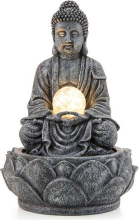 Glitzhome Zen-Style Polyresin Table Fountain with Pump and LED Light in Grey at Nordstrom, Size Medium