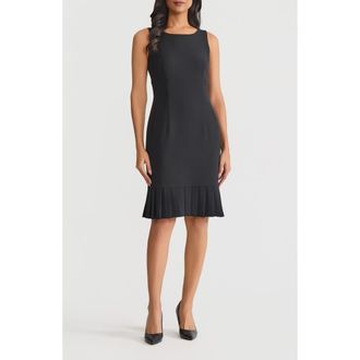 Kasper Pleat Hem Sleeveless Sheath Dress in Black at Nordstrom, Size 14