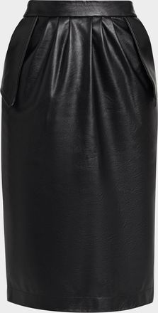 Stella McCartney Vegan Leather Gathered Midi Pencil Skirt