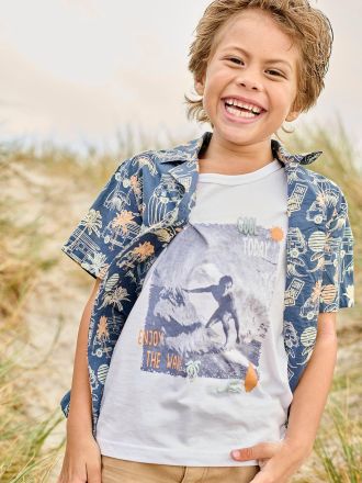 Vertbaudet Jungen Tr&auml;gershirt mit Fotoprint Oeko-Tex wei&szlig;