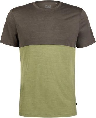 Stoic MerinoChill MMXX. G&ouml;teborg Colorblock Tee Merinoshirt f&uuml;r Herren | oliv