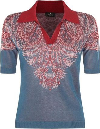 Etro Playera tipo polo con estampado de cachemira - Dames - T-shirts - Veelkleurig - 2XS - Tops
