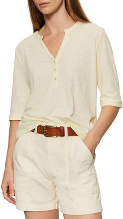 Sanctuary Rolled Sleeve V-Neck T-Shirt in Lemon Drop Yellow at Nordstrom, Size Xx-Small