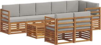 vidaXL Conjunto De Sof&aacute;s De Exterior 9 Uds. Gris Natural Y Claro Vidaxl