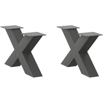 vidaXL Vidaxl - Patas Para Mesa De Centro En Forma De X (2 Unidades), Antracita, 50 X (30-31) Cm, Acero