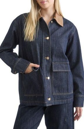 Blu Pepper Oversize Corduroy Collar Denim Shirt Jacket at Nordstrom Rack, Size Medium