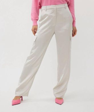 Esqualo Sateen Cargo Trousers In Light Stone