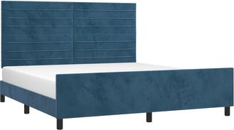vidaXL Vidaxl - Estructura Cama Con Cabecero Terciopelo Azul Oscuro 180x200 Cm