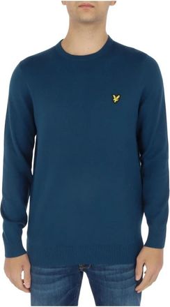 Lyle & Scott Heren Truien - Heren - Ronde hals truien - Blauw - S - Katoen - Truien & Vesten
