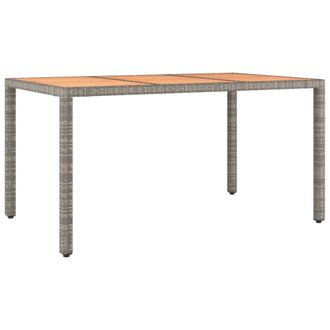 vidaXL Mesa De Jard&iacute;n Rat&aacute;n Pe Gris Y Superficie Madera Maciza Acacia Vidaxl