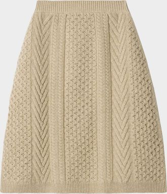 Burberry Eileen Wool-Cashmere Aran Knit Skirt