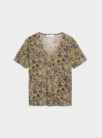 Contemporaine Womens Pure linen V-neck T-shirt