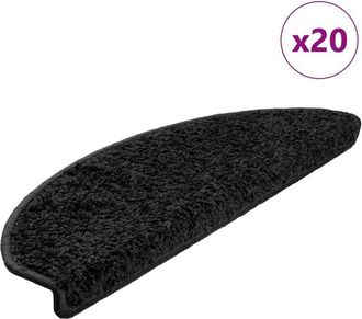 vidaXL Alfombrillas Para Escaleras 20 Unidades 65x21x4 Cm Negro Semicircular Grande Vidaxl