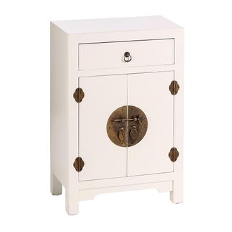 LOLAhome Mesilla de noche de 1 cajón y 2 puertas blanca de madera