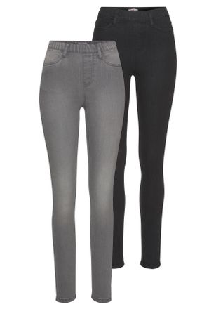 Flashlights Jeansjeggings FLASHLIGHTS, Damen, Gr. 34, N-Gr, schwarz (schwarz, grau), Jeans, Obermaterial: 80% Baumwolle, 19% Polyester, 1% Elasthan, Basic, eng la