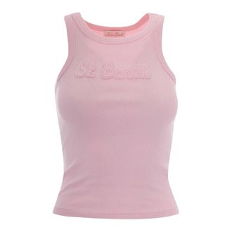 MC2 Saint Barth Sleeveless Tops, female, Pink, Size: XS Ada Ribbed Tank Top